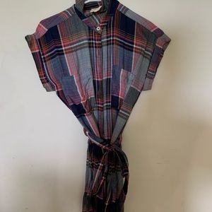 plaid/flannel francescas tie dress with pockets